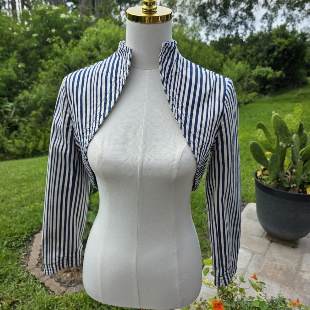 Isabel de Pedro Spain Striped Stretch Denim Corset & Bolero Set US 4 - Picture 3 of 16